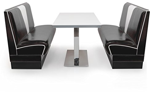 möbelland24 American Diner Set V 2X Sitzbank 120cm + Diner Tisch schwarz