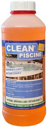 Clean Piscine SBIANCA/ELIMINA LA RUGGINE 1L - Prodotto antiruggine, anticalcare e sbiancante per piscine. Elimina la ruggine da pietre, bordi piscina e acciaio inossidabile. Elimina il calcare