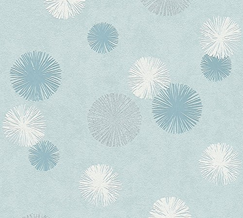 A.S. Création Vliestapete Life 4 Tapete floral natürlich 10,05 m x 0,53 m blau metallic weiß Made in Germany 356073 35607-3