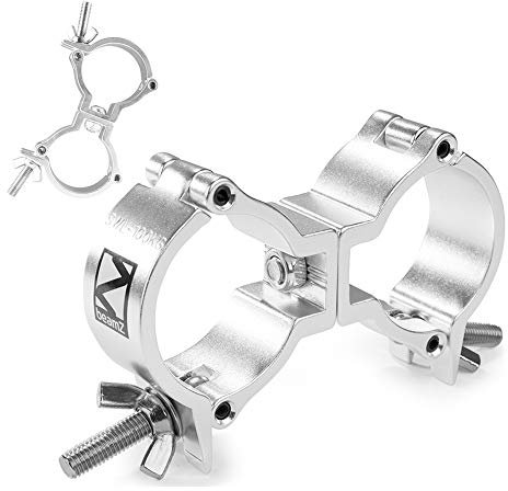 BeamZ BC50-100D Swivel Coupler Clamp Set, 2X Slimline Aluminium Truss Clamps, 48-51mm Fit, 100kg Capacity for Stage, DJ & Lighting Rigging Goalposts