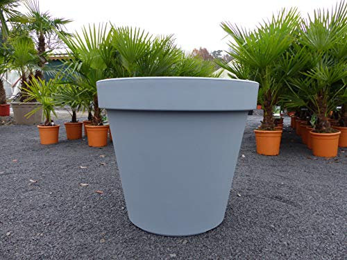 EK Übertopf Ø 80 cm Pflanztopf Blumentopf Pflanzkübel 'Ecken und Kanten' Kübel - Farben: anthrazit, Weiss, grau XXL groß, Farbe:grau