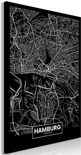 murando - Wandbilder XXL Karte 80x120 cm 1 tlg - Wand Deko Vlies Leinwand Bilder Groß Wanddeko Wohnzimmer Schlafzimmer Kunstdrucke - Stadt Hamburg k-B-0072-b-a