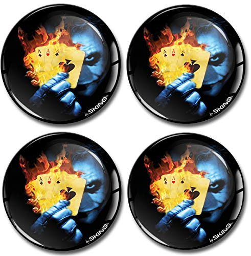 Biomar Labs® 4 x 60mm Aufkleber 3D Silikon Joker Spielkarten Poker Für Radkappen Nabenkappen Radnabendeckel Rad-Aufkleber Nabendeckel A 2860
