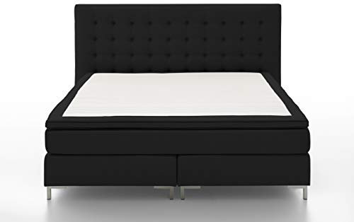 Atlantic Home Collection Boxspringbett ANNI, 180x200 cm, inklusive Topper (Härtegrad H2), schwarz