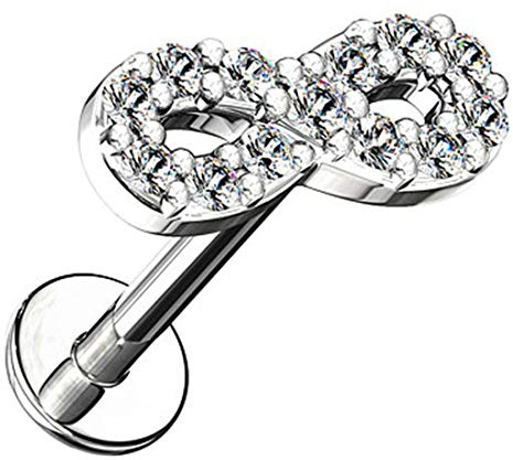 Piersando Ohr Tragus Knorpel Labret Piercing Stecker Kristall Unendlich Zeichen
