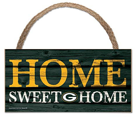 Wincraft NFL Schild aus Holz Green Bay Packers Holzschild Wood Slogan Home Sweet Home