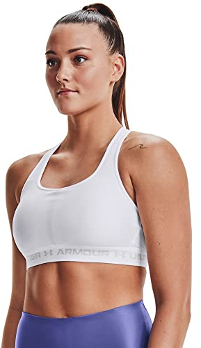 Under Armour Damen UA Crossback Mid Bra, atmungsaktiver Sport BH, komfortabler BH mit Kreuzträgern