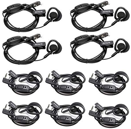 Retevis Walkie Talkie Headset with Mic, 2 Pin Earhook Earpiece Security Headset Compatible RT24 RT27 RT619 RT668 eSynic UV-5R BF-88E BaoFeng BF-888S Kenwood Two Way Radio (10 pcs)