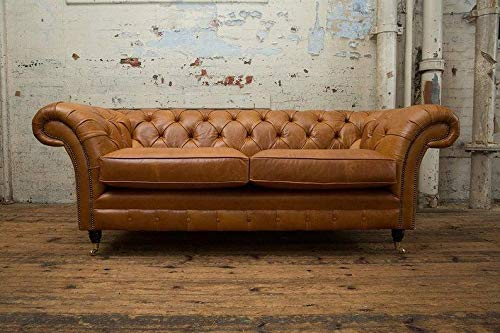 jvmoebel Sofa Luxus Leder Textil Chesterfield Couch Sofas Polster 3 Sitzer Garnitur Braun