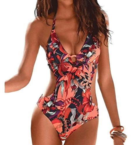 DURINM Mujeres Retro Cintura Alta Trajes de Baño Una Pieza Bañador Trajes de Brasileño Conjunto de Bikini Push up Ropa de Baño Cuello en V