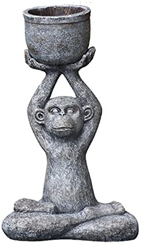 LONG-L AFFE Yoga Pose Statue-Tier Yoga Figur,Yoga Blumentopf Skulptur,Innen/Außen Garten Skulptur Für Patio,Hof Oder Rasen,B-Dark Gray