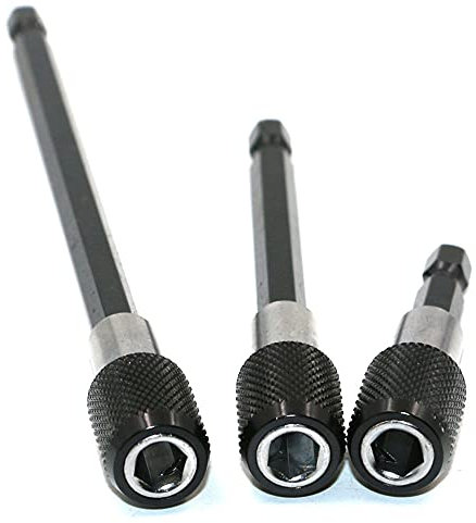 Adaptador de portabrocas de extensión magnética - 3 piezas de varilla de conexión de vástago hexagonal de 60 mm/100 mm/150 mm Cabeza de lote Poste de autobloqueo de liberación rápida Barra de extensió