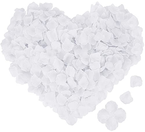 4000PCS Pétales de Rose Blanc Artificielle en Soie pour Décoration de Mariage, Saint Valentin, Fête, Anniversaire -Pétales de Fleur Eternelle Cadeau pour Amie/Copine/Financée/Femme/Maman