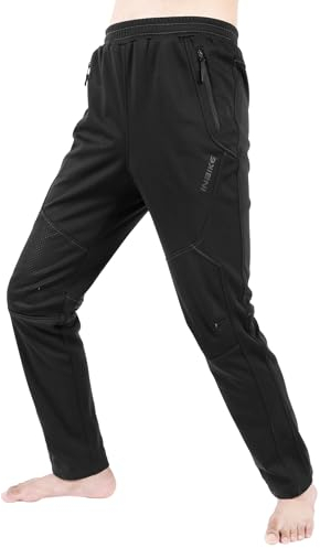 INBIKE Fahrradhose Radhose Laufhose Trkkinghose MTB Hose Herren Lang Winter Winddicht Warm Elastisch Atmungsaktiv für Fahrradhahren MTB Laufen Trekking Schwarz XL