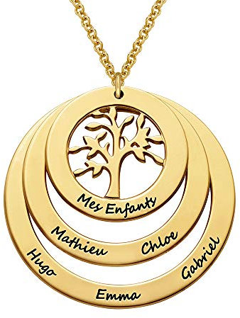 MYKA - Family Circle Necklace with Hanging Family Tree- Customised Jewellery, Gift for Women (18k Gold Plating Sterling Silver)