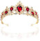 FERCAISH Vintage Strass Kristall Krone, Royal Crystal Tiara Blaue Hochzeitskrone für Bräute, Haarschmuck für Weihnachten/Fotografie/Party, Prinzessin Strass Krone für Frauen (RED)