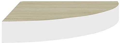 vidaXL Eck Wandregal Eckregal Bücherregal Hängeregal Schweberegal Wandablage Regal Dekoregal Büroregal Wohnzimmer Eiche Weiß 35x35x3,8cm MDF