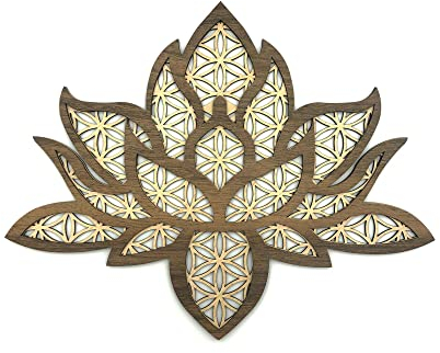 Marstanal Décoration murale géométrique en bois découpé au laser - Lotus et fleur de vie