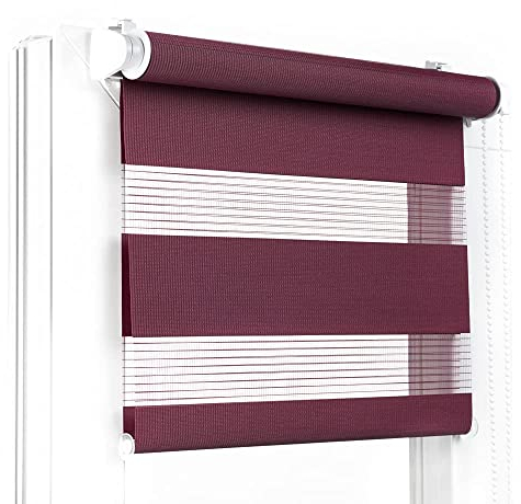 Fenster DEKOR - Rollos für Fenster Weinrot - Klemmfix Rollo ohne Bohren 120 x 75 cm - Doppelrollo mit einer breiten Auswahl an Größen und Farben - Blickdichte Rollos, einfach zu montieren