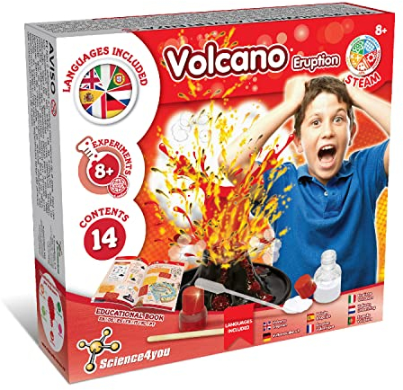 Science4you Vulkan Experiment für Kinder ab 8+ - Tischvulkan für Kinder: Bauen Sie Ihren Vulkanausbruch - Vulkan Spielzeug und Chemiebaukasten mit 8 Experimente für Jungen & Mädchen ab 8 9 10 Jahren