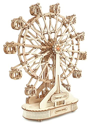 Ukuu 3D Holzpuzzle, Rotierendes Riesenrad Modellbausatz mit Musik, Mechanischer Holzbausatz zum Bauen, DIY Montage Holzpuzzle Spielzeug, Bastelset Holzgeschenk für Erwachsene und Jugendliche