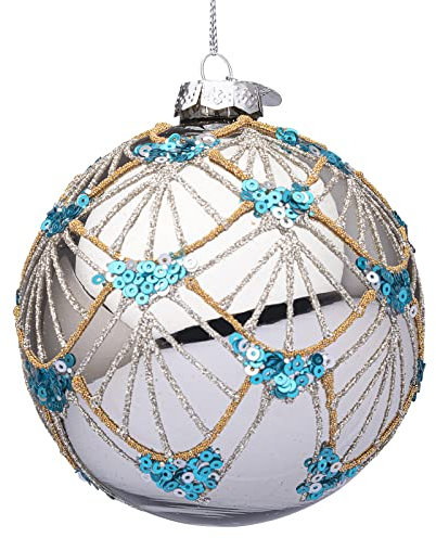 Magie di Natale Weihnachtsbaumkugeln aus Glas (10 cm, Lux Silber, 4)