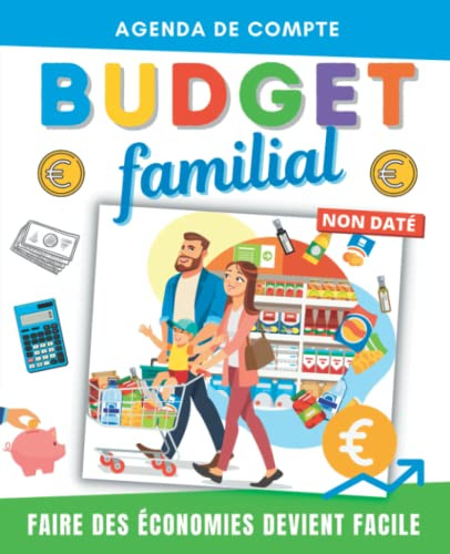 Budget familial: cahier de compte sur 12 mois | agenda mensuel non daté ultra simple pour bien gérer son budget | suivi annuel gestion des dépenses du foyer