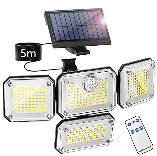 Ulikey Solarlampen für Außen mit Bewegungsmelder, 333 LED Solar Strahler IP65 Wasserdichte Solarlampe mit 3 Beleuchtungsmodi 270° Beleuchtungswinkel, Solar Wandleuchte für Garten Terrasse Garage