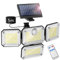 Ulikey Luz Solar Exterior con 333 LED Potentes, Foco con Sensor de Movimiento, IP65 Lampara 4 Cabezas Luces Ajustables 270° lluminación para Jardin Garajes