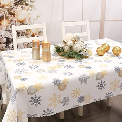 DECOOR Tischläufer für Weihnachten - schmutzabweisendes Tischband, 40 x 220 cm, Weihnachtsmotive wie Kugeln, Sterne, aus dickem Gewebe 170 g/m², 100% Polyester, hergestellt in EU