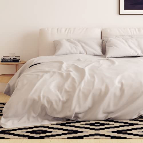 Emma Essentials Mikrofaser Bettwäsche mit 1 Bettbezug 200x200 cm und 2 Kissenbezügen 40x70 cm, 3-teilig, Hellgrau