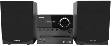 Sharp XL-B512 Micro Component Wireless Bluetooth Audio Streaming & CD Player Wood Speaker System + Remote, USB Port, MP3 Playback, FM Stereo Digital Tuner, Aux Input, Black Oak