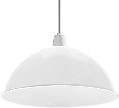LEDSone Retro Industrial Ceiling Light Shades, Rustic Metal Dome Easy Fit Vintage Shades Replacet Pendant Lighting Wall Lamps Table Lamps Bedroom, Kitchen, Office, Living Room (White, 21cm) (DSEF30)