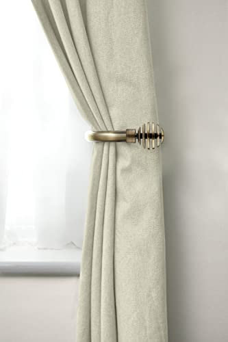 Emma Barclay, Metal Sliced - Pair of Holdaback Tiebacks with End Finials in Antique Brass - 20cm