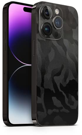 TF Skins passend für das iPhone 14 Pro Max Skin/Schutzfolie für die Rückseite in edler Optik inkl. Kameraschutz Schutz vor Kratzern (Shadow Black)
