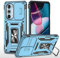 Cover Compatibile con Motorola Moto Edge 30 Pro/Edge + 2022,Protezione Fotocamera Slidable Custodia Antiurto Case Anello Supporto Silicone Custodie,Blu cielo