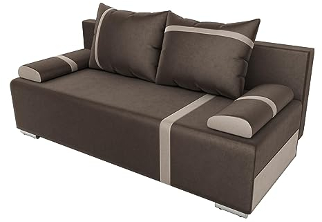 BROMARKT Schlafsofa Ponte - Sofa mit Schlaffunktion und Bettkasten, Bettsofa, Couchgarnitur, Couch, Sofagarnitur, Bett (h85 x t99 x b200 cm, Kronos 6 Braun + Paros 3 Beige)