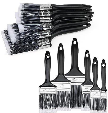 JAPCHET 12 Pcs 6 Sizes Paint Brush Set, No Loss Decorating Paint Brush,Flat Paint Brush Set for Walls and Ceilings, 1, 1.5, 2, 2.5, 3, 4 Inches