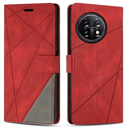 SONWO Etui Coque pour OnePlus 11 5G, Protection Housse en Cuir PU Portefeuille Livre pour OnePlus 11 5G, Emplacements Cartes, Fonction Support, Rouge