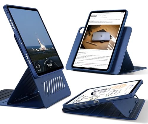 ESR for iPad Pro 12.9 Case (6th/5th Generation, 2022/2021), Removable Magnetic Cover, Adjustable Portrait/Landscape Stand with Raised Display View, 9 Standing Angles, Shift Series, Blue