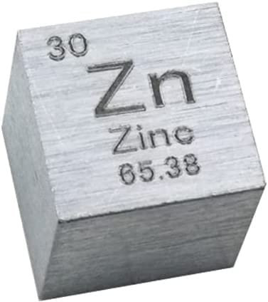 BBAUER Zink Element Metall Würfel, Hohe Dichte 99,99% Graviert Periodensystem Zn Probe Für Labor Und Sammeln/1 Pc/10Mm/0.39In