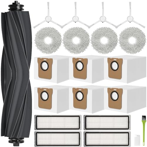 RUKHOOL Accessori Ricambi per Dreame L10s Ultra / L10s Ultra/Xiaomi X20 Plus Ricambi Kit 6 Sacchetti di Polvere Ricambio 4 Panni Mop 1 Spazzola Principale 4 Filtri Antipolvere 4 Spazzole Laterali
