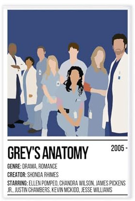 DeUyo Grey's Anatomy Poster auf Leinwand, Wandkunst, Dekordruck, 30 x 45 cm, Wohnzimmer, Schlafzimmer, Dekoration