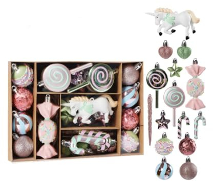 Inovey 32/70 Stück Weihnachtsbaumschmuck Kunststoff Hängende Kugel Doughnut Süßigkeiten Requisiten Hochzeit Party Dekoration -B -32 Stück