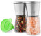 M JINGMEI Juego de molinillos de pimienta manuales para cocina, vidrio y acero inoxidable con grosor ajustable, fácil de usar y llenar, gran capacidad