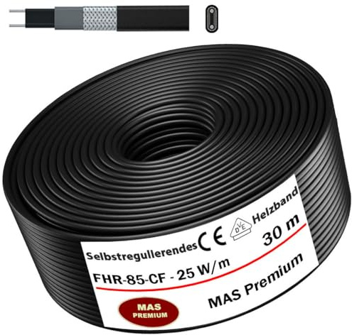 Heizkabel Selbstregulierendes Heizband HEAT Regular-85-CF Selfregulating Heating Cable 25w/m 5–100m Rohrheizung Begleitheizung Wasserleitung Dachrinnenheizung Frostschutzkabel 10°- 85°C (30m)