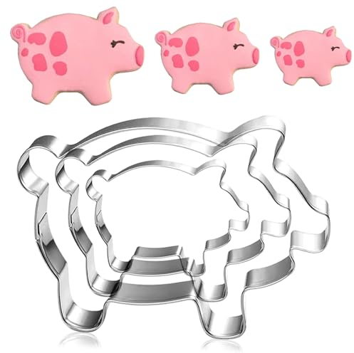 3 Stück Schwein Ausstechformen Set, Ausstechform Schwein, Tier Fondant Ausstechformen zum Backen