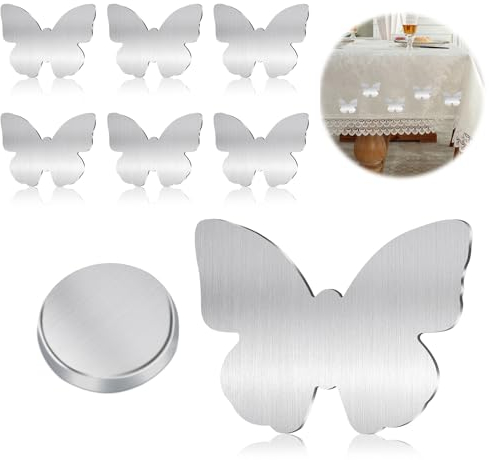 Queryifv 8 Stück Magnet Tischdeckenbeschwerer, Tischdeckenbeschwerer für Draußen Tischdecke Outdoor Schmetterling Tischdeckenklammern