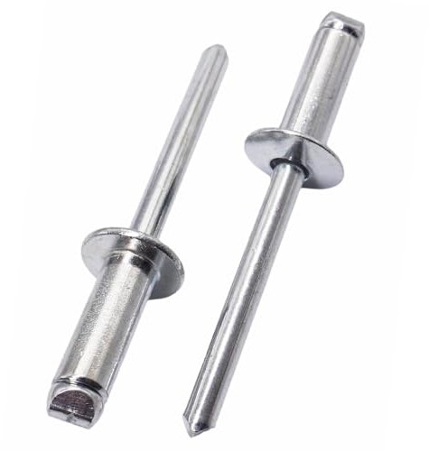 SKIR'CO (100 pcs) Aluminium Blind Rivets 6.0 x 16 mm, Steel Mandrel, Pop Rivets, Dome Head, DIN 7337 Rivets