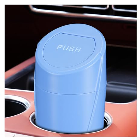 CGEAMDY Car Cup Garbage Bin, Mini Car Trash Dustbin with Lid, Eco-friendly Plastic Vehicle Rubbish Bins, Waterproof Leakproof Portable Trash Dustbin, Car Trash Can for Kitchen, Bedroom(Dark Blue)